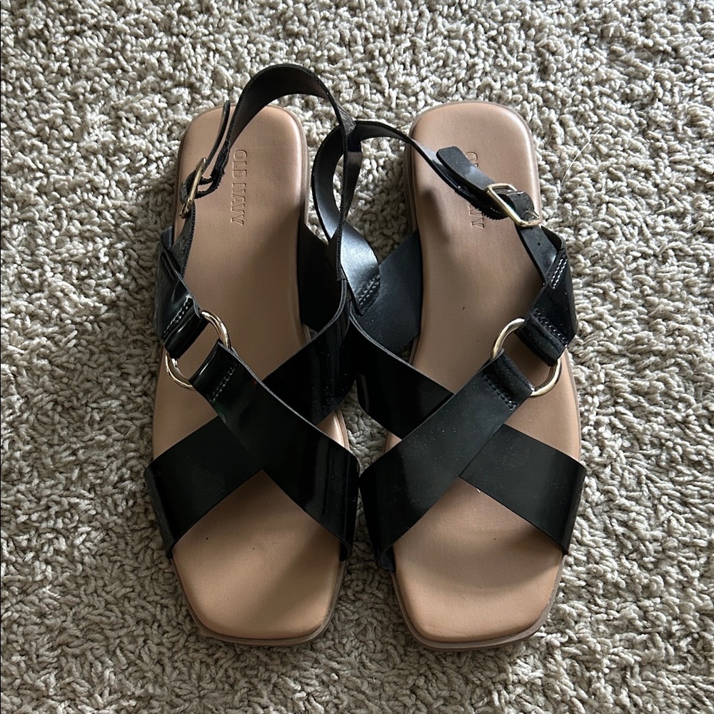 Old Navy Black Patent Leather Sandals